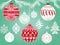 Fabulous New Year Decorations and Christmas Tree Branches on Green Festive Background