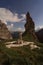 Fabulous rock formations on Campanile di Val Montanaia mountain peak in Italy