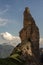 Fabulous rock formations on Campanile di Val Montanaia mountain peak in Italy