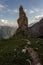 Fabulous rock formations on Campanile di Val Montanaia mountain peak in Italy