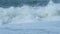 Fabulous Sea Tide On A Stormy Day. Big Waves And Tide On Beach. Dark Sea Nature Background. Slow motion.