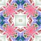 Fabulous symmetrical pattern of the petals. Pink, blue and green