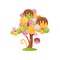 Fabulous tree with colorful candies on the branches. Vector illustration on white background.