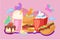 Fabulous unicorns, fast food, recipe composition, tasty hamburger, lovely breakfast, design, cartoon vector illustration