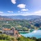 Fabulous View of the Cles Castel, the Santa Giustina Lake and lots of apple plantations