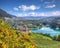 Fabulous View of the Cles Castel, the Santa Giustina Lake and lots of apple plantations