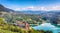 Fabulous View of the Cles Castel, the Santa Giustina Lake and lots of apple plantations