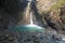 The fabulous waterfall in Julian Alps, Slovenia Cold mountain stream in northwestern Slovenia. Beautiful summer season in mountain