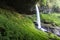 The fabulous waterfall in Julian Alps, Slovenia Cold mountain stream in northwestern Slovenia. Beautiful summer season in mountain