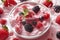 fabulous yogurt with raspberry and strawberry, blackberries and various berries, Raspberry and cream