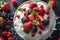 fabulous yogurt with raspberry and strawberry, blackberries and various berries, Raspberry and cream