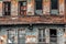 Facade of an abandoned Turkish wooden house