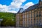 Facade of Abbey of Echternach Basilica of Saint Willibrord in the old town of Echternach, Luxembourg