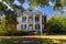 Facade of antebellum home in Natchez in Mississippi