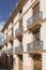 Facade with balconies in Rubielos de Mora, CastellÃ³n, Spain