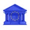 Facade of Bank, Court or Government Building with European Union Flag. 3d Rendering