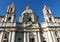 Facade of the baroque church of Saint Agnes in Agone to Navona square to Rome in Italy.