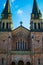 Facade of the Basilica de Santa Maria la Real de Covadonga or Basilica of Covadonga in Cangas de Onis, Asturias, Spain. Popular