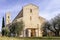 The facade of the beautiful Abbey of Sant`Antimo, Montalcino, Siena, Tuscany, Italy