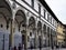 Facade, with beautiful arcades and gates, of the hospital of the innocents, in Florence.