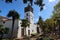 Facade and bell tower of the Church of San Marcos Evangelista in Icod de los Vinos, Tenerife. Spain