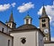 Facade and bell towers of Aosta cathedral