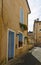 Facade with blue door window Brantome France