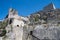 Facade of castle in the historic town of Les Baux de Provence, France