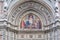 Facade of Cathedral of Saint Mary of the Flower Cattedrale di Santa Maria del Fiore or Duomo di Firenze, Florence, Italy