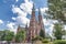 Facade of Cathedral of St. Michael the Archangel and St. Florian the Martyr in Warsaw, Poland