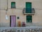 Facade of centennial house in Castilian town in Spain