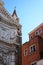 Facade of church and house in Venice