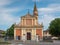 Facade of the Church of Santa Margherita Vergine e Martire in Calerno in the province of Reggio nell`Emilia, Italy