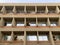 The facade of the educational building in the style of architectural brutalism of Ben Gurion University in Beer Sheva