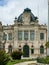 facade of the entrance of the Bank of Portugal building in the city of Coimbra.