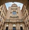 Facade of the entrance to the Basilica of Montserrat in Barcelona, catalonia, spain