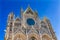 Facade Exterior Towers Mosaics Cathedral Church Siena Italy.