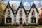 facade of a gothic revival house with pointed arch windows