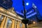 Facade of Grand Central Terminal at twilight in New York