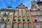 Facade historic brick tenement houses building