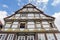 Facade of a historic half-timbered house in Hameln