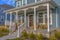 Facade of home in Utah decorated for halloween