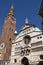 The facade of the imposing Cathedral of Cremona - Cremona - Ital