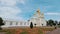 Facade of the large palace in Peterhof church. Russia, Peterhof, 02.07.2021