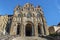 The facade of Le Puy Cathedral in Le Puy-en-Velay town. Haute-Loir department, Auvergne-Rhone-Alpes region in France