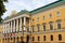 Facade of Lobanov-Rostovsky Palace, also known as House with lions in St. Petersburg, Russia