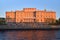 The facade of the Mikhailovsky (engineers\') castle and the river