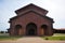 Facade of the Monastery of the Catholic church with paving and entrance door. Brazil