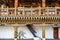 Facade of the monastery inside of the Punakha Dzong, Punakha, Bhutan