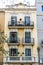 Facade of an old apartment building in the Eixample, Barcelona, Catalonia, Spain